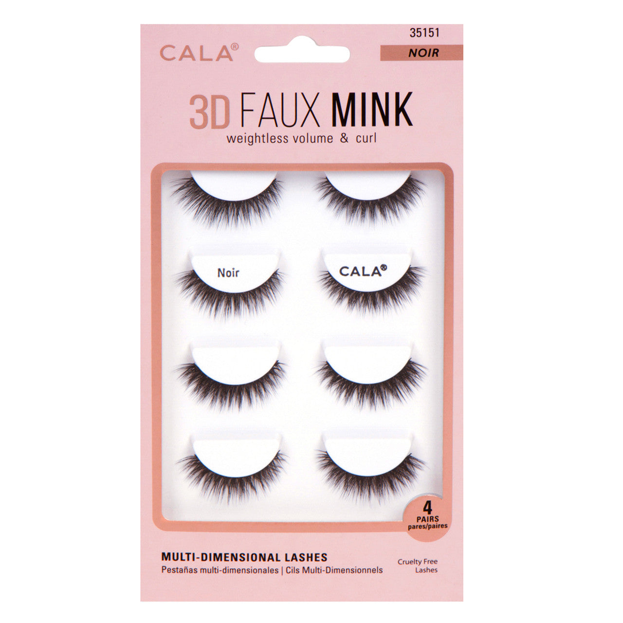 Cala 3d Faux Mink Lashes Noir-4 Pairs Per Pkt -35151