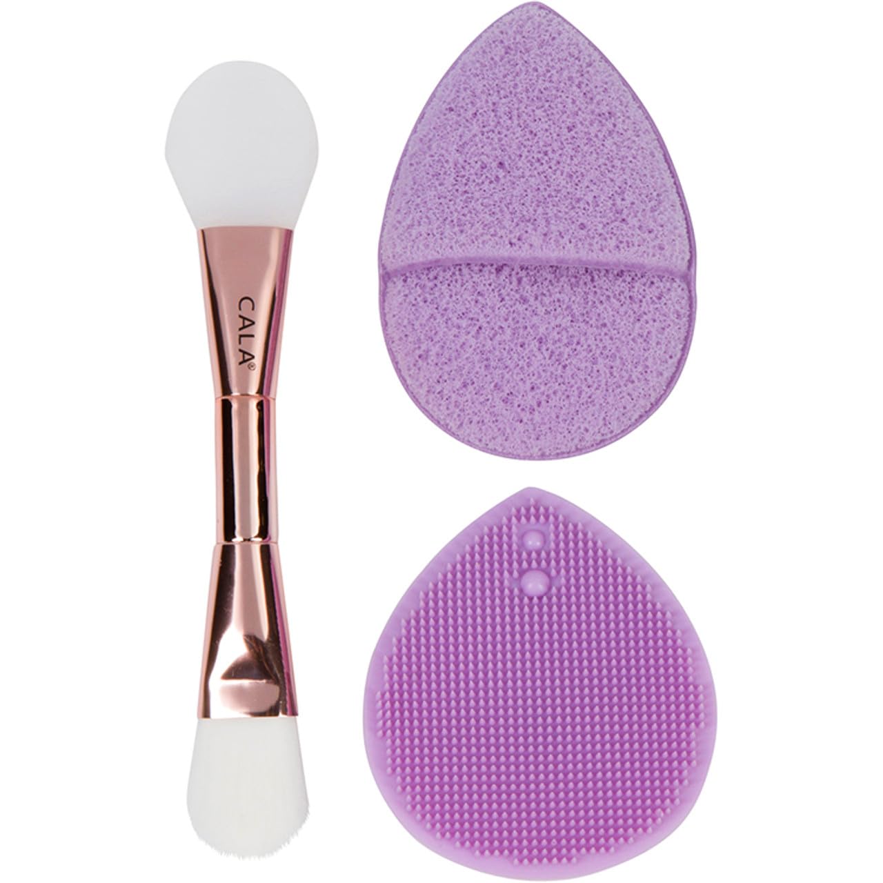 Cala Cleanse & Refresh Mask Brush And Exfoliator Set Purple