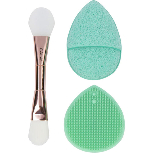 Cala Cleanse & Refresh Mask Brush & Exfoliator Set Mint-76119