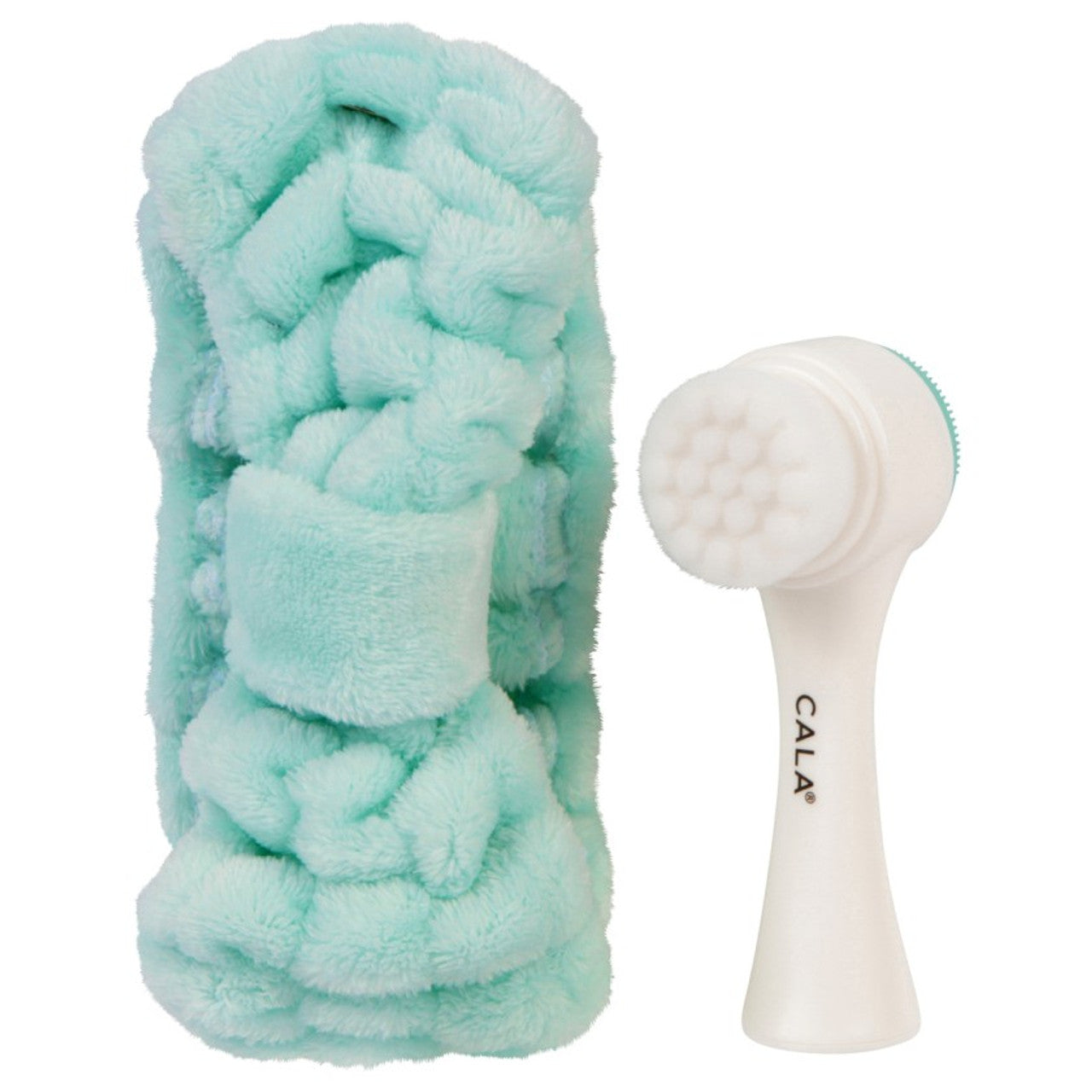 Cala Goal To Glow Mint Facial Brush And Headband Set