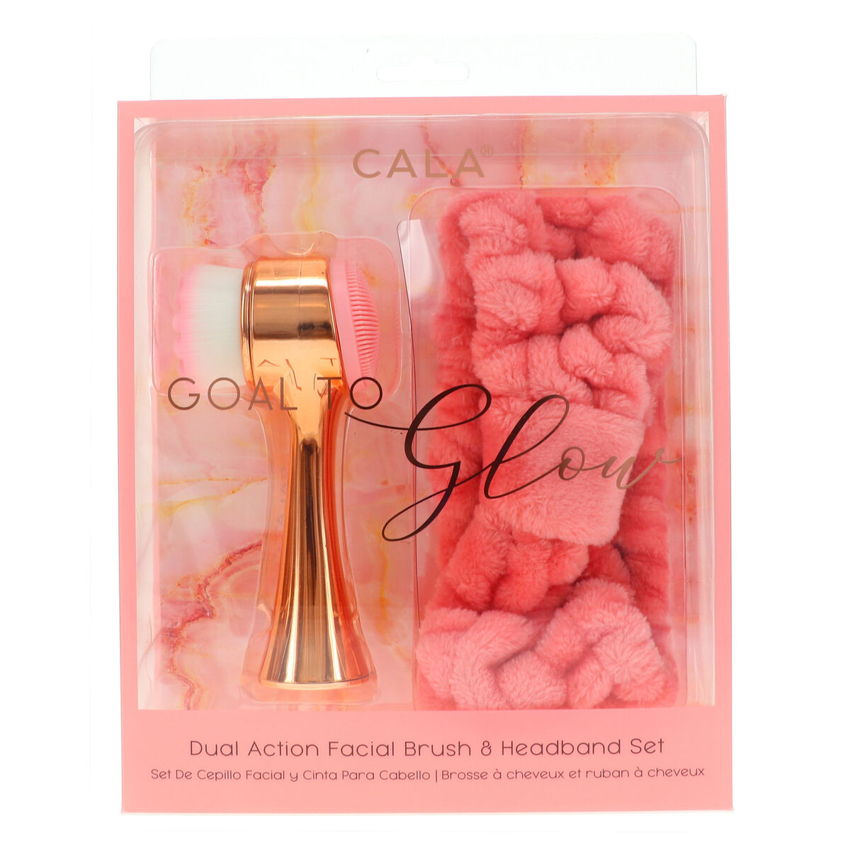 Cala Goal To Glow Rose Gold Facial Brush And Headband Set