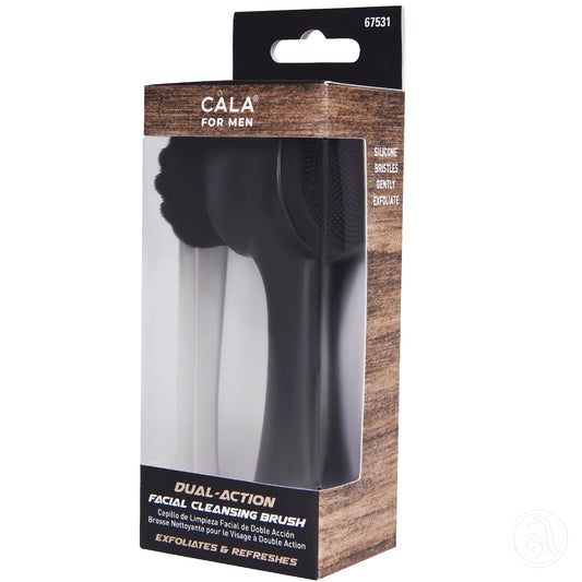 Cala Men's Dual Action Facial Cleansing Brush Black-67531