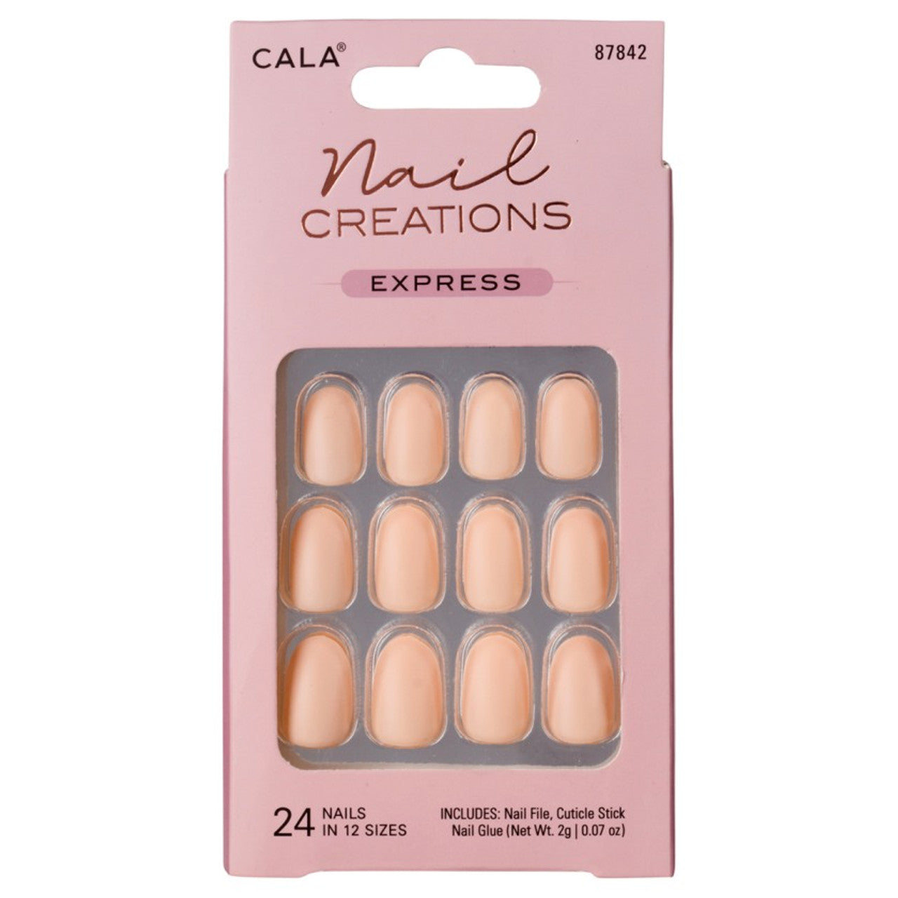 Cala Nail Creations Express -Stiletto  Matte Pink Nail 24Pc Kit-87845