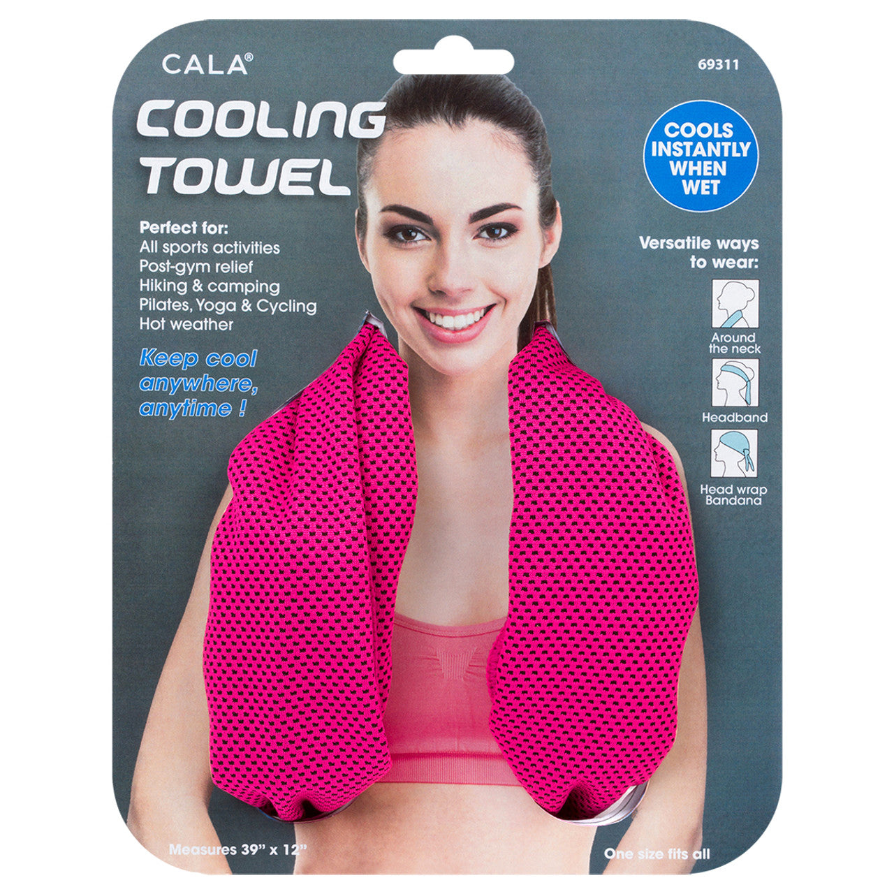 Cala Personal Care Cooling Towel (Hot Pink) 69311
