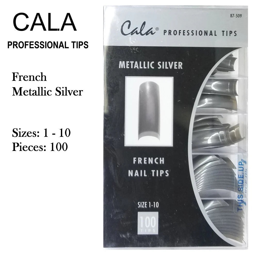 Cala Professional Color Nail Tips Metallic Silver 100'S