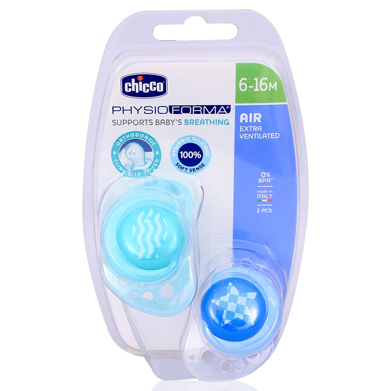 Chicco Sil Soother Blue 6-16M 2'S