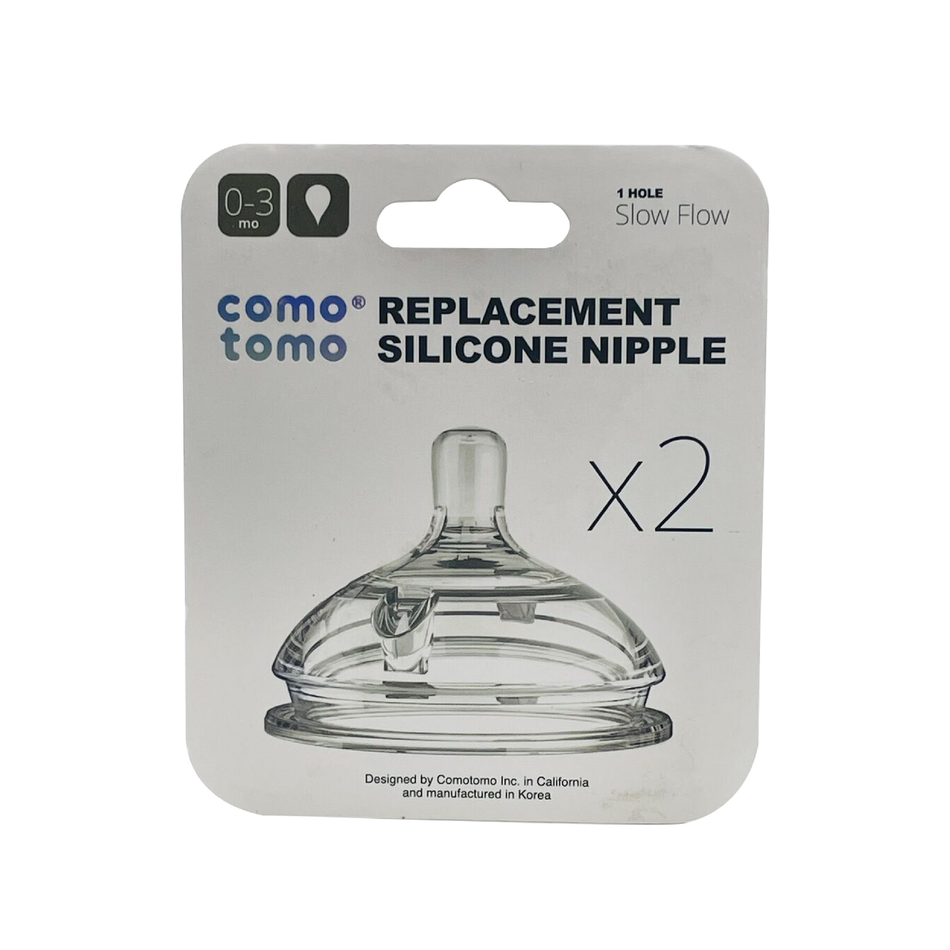 Como Tomo Replacement Silicone Nipple-Slow Flow-2/Pack