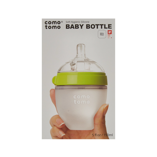Como Tomo Soft Hygienic Silicone Baby Bottle-Green&White-150Ml