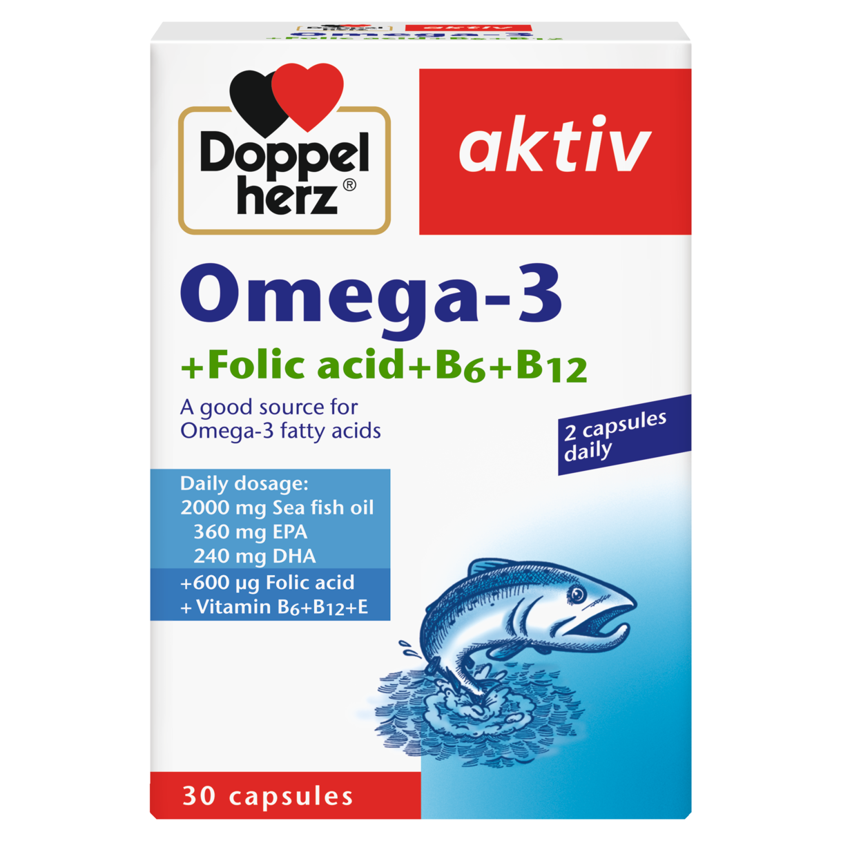 Doppelherz Aktiv Omega-3 +folic Acid +b6 +b12 Capsule 30'S