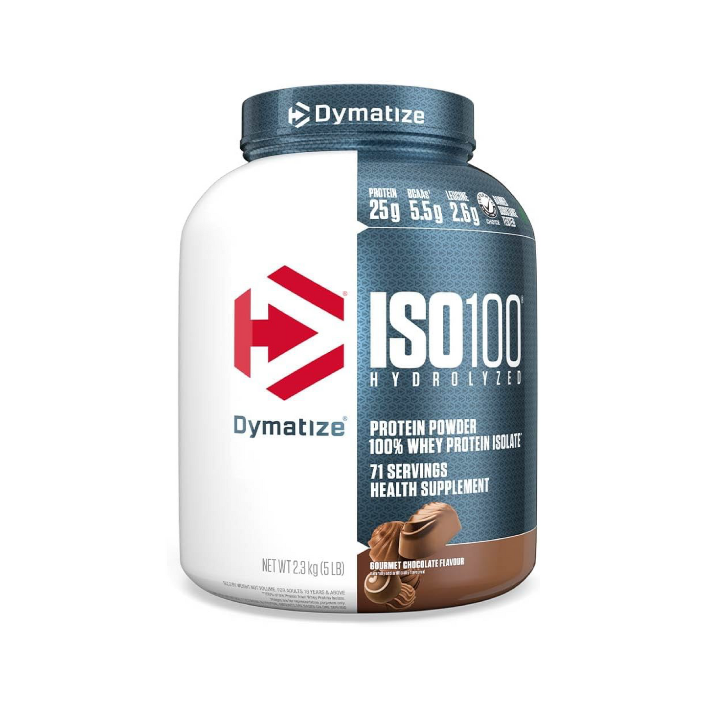 Dymatize Iso 100% Whey Protein Powder Gourmet Chocolate 5Lb(2.3Kg)