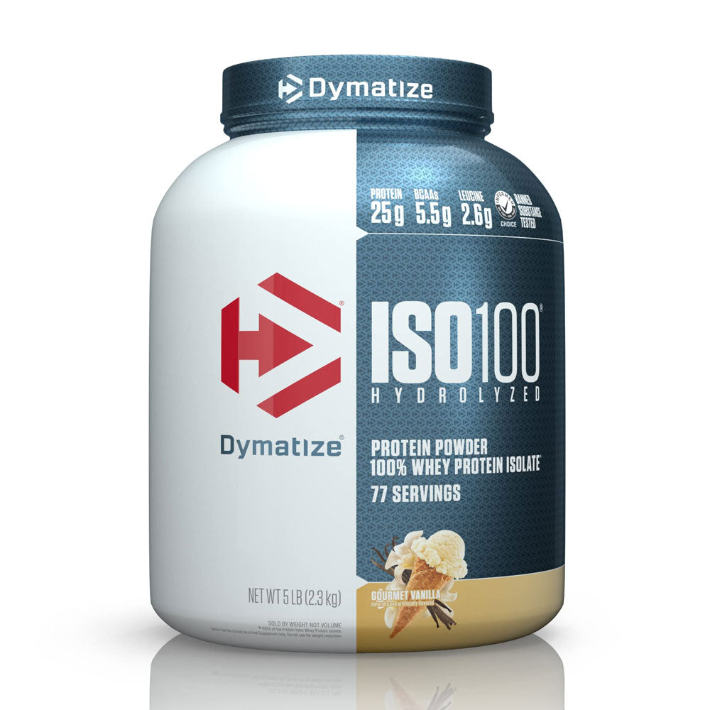 مسحوق بروتين مصل اللبن DYMATIZE ISO 100% بنكهة الفانيليا اللذيذة 5 رطل (2.3 كجم)