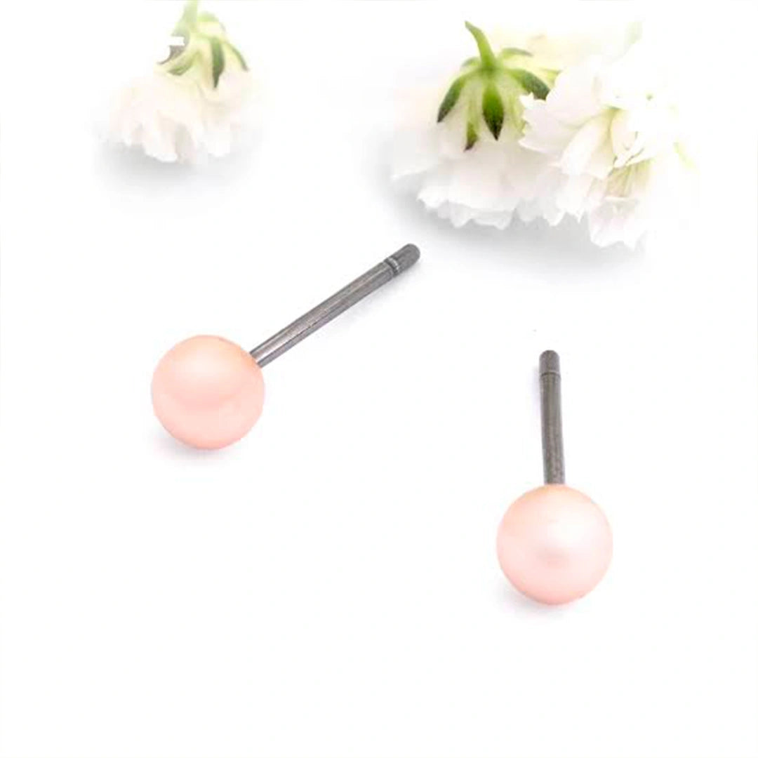 Ear Sense -B14- 4mm Silver Pink Pearl
