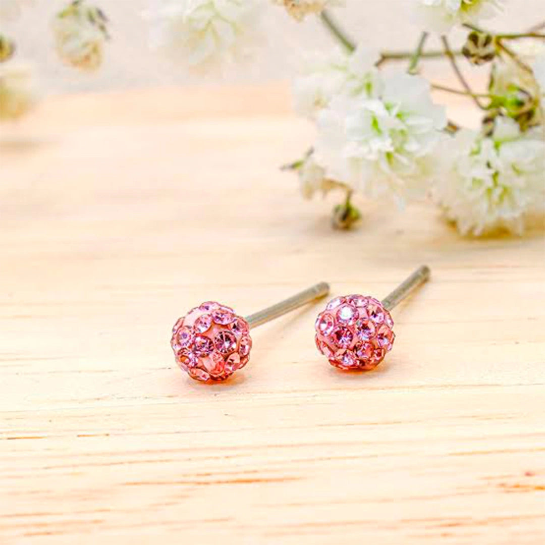 Ear Sense -B16- 4mm Light Rose Crystal Studs