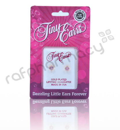 EARRS TE109PNK 4MM CZ ROUND GOLD PINK