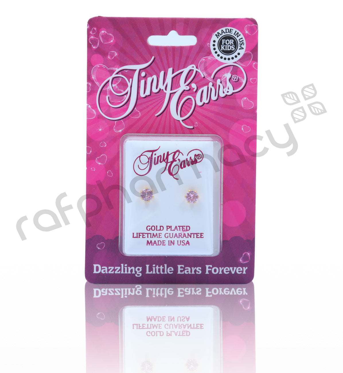 أقراط TE109PNK 4 مم مكعب زركونيا دائري ذهبي وردي