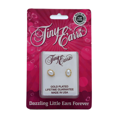 EARRS TE438-OVAL PEARL W/GOLD TRIM