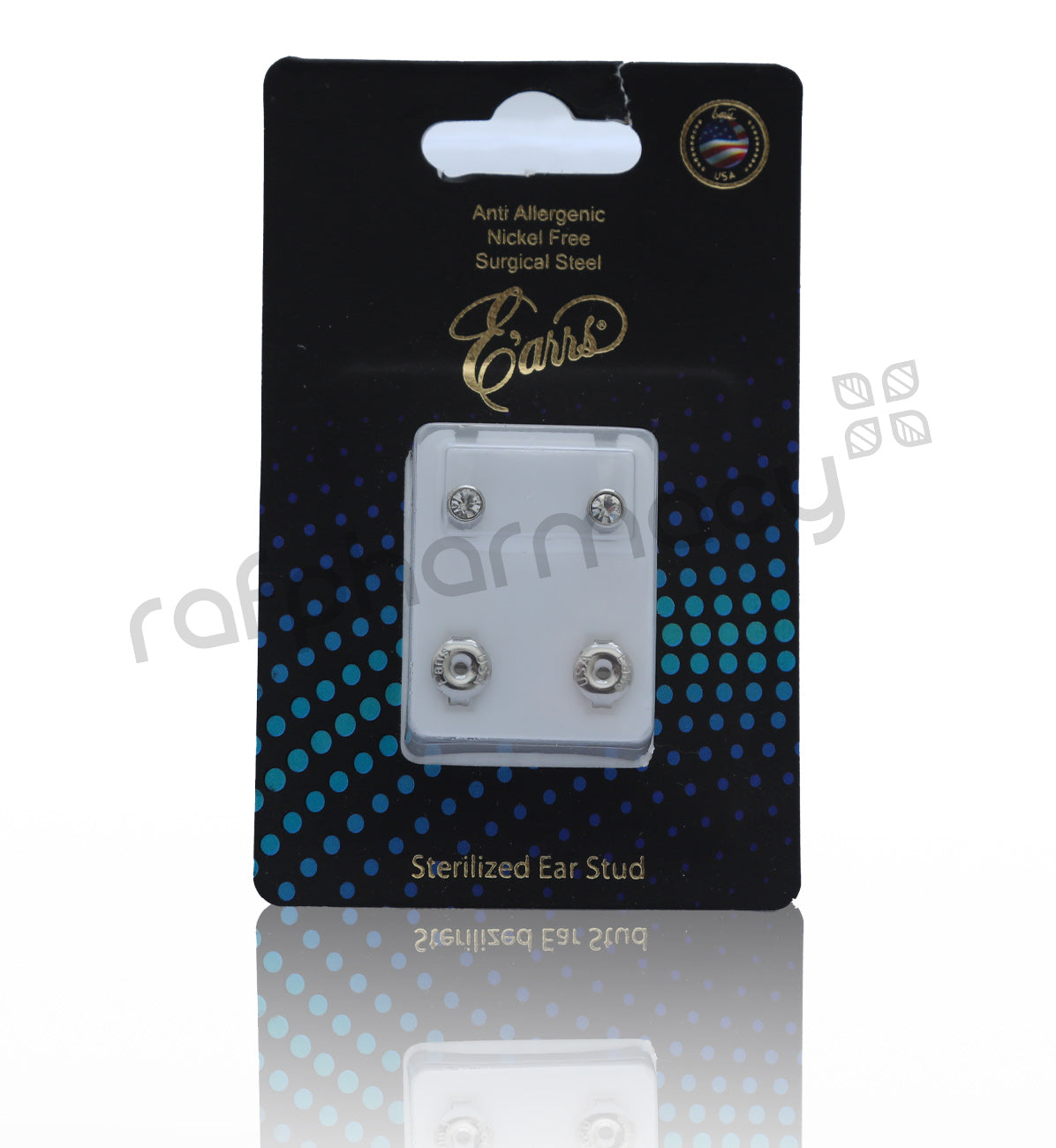EPS401-4S-PIERCING STUD BEZEL BIRTHSTONE,REGULAR,SILVER -APRIL
