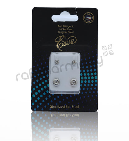 EPS401-4S-PIERCING STUD BEZEL BIRTHSTONE,REGULAR,SILVER -APRIL