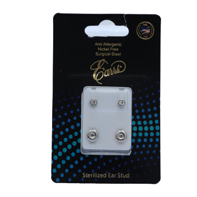 EPS401-4S-PIERCING STUD BEZEL BIRTHSTONE,REGULAR,SILVER -APRIL
