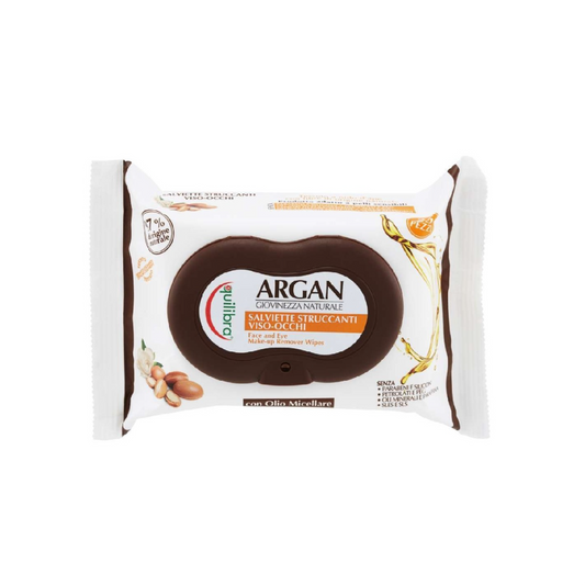 Equilibra Argan Natural Youth Face & Eye Make Up Remover Wipes 25'S