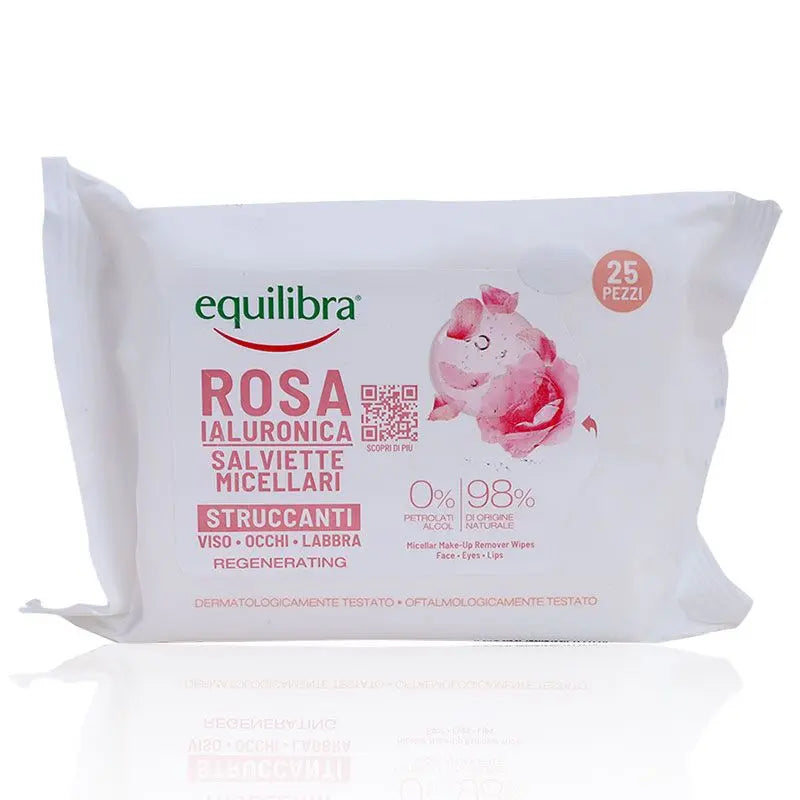 Equilibra Hyaluronic Rose Micellar Make-Up Remover Wipes 25'S