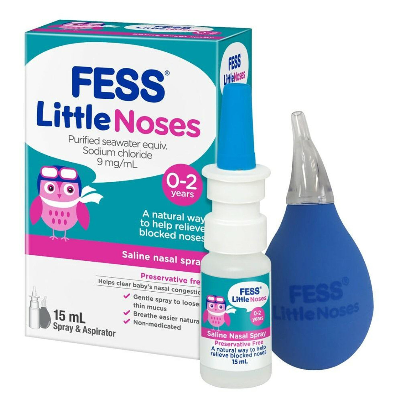 FESS LITTLE NOSES NASAL SPRAY 15ML AND ASPIRATOR