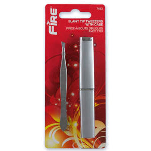 Fire Slant Tip Tweezers With Case