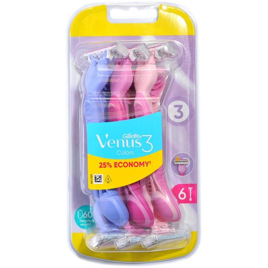 GILLETTE SIMPLY VENUS 3 PLUS PINK 6'S