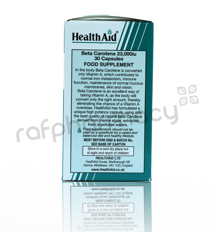 Health Aid Beta Carotene 23000Iu Capsules 30'S