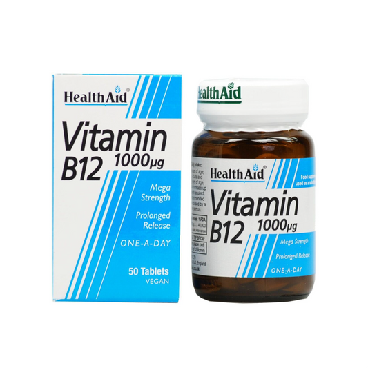 أقراص فيتامين ب12 بتركيز 1000 ميكروجرام من HEALTH AID، 50 قرصًا