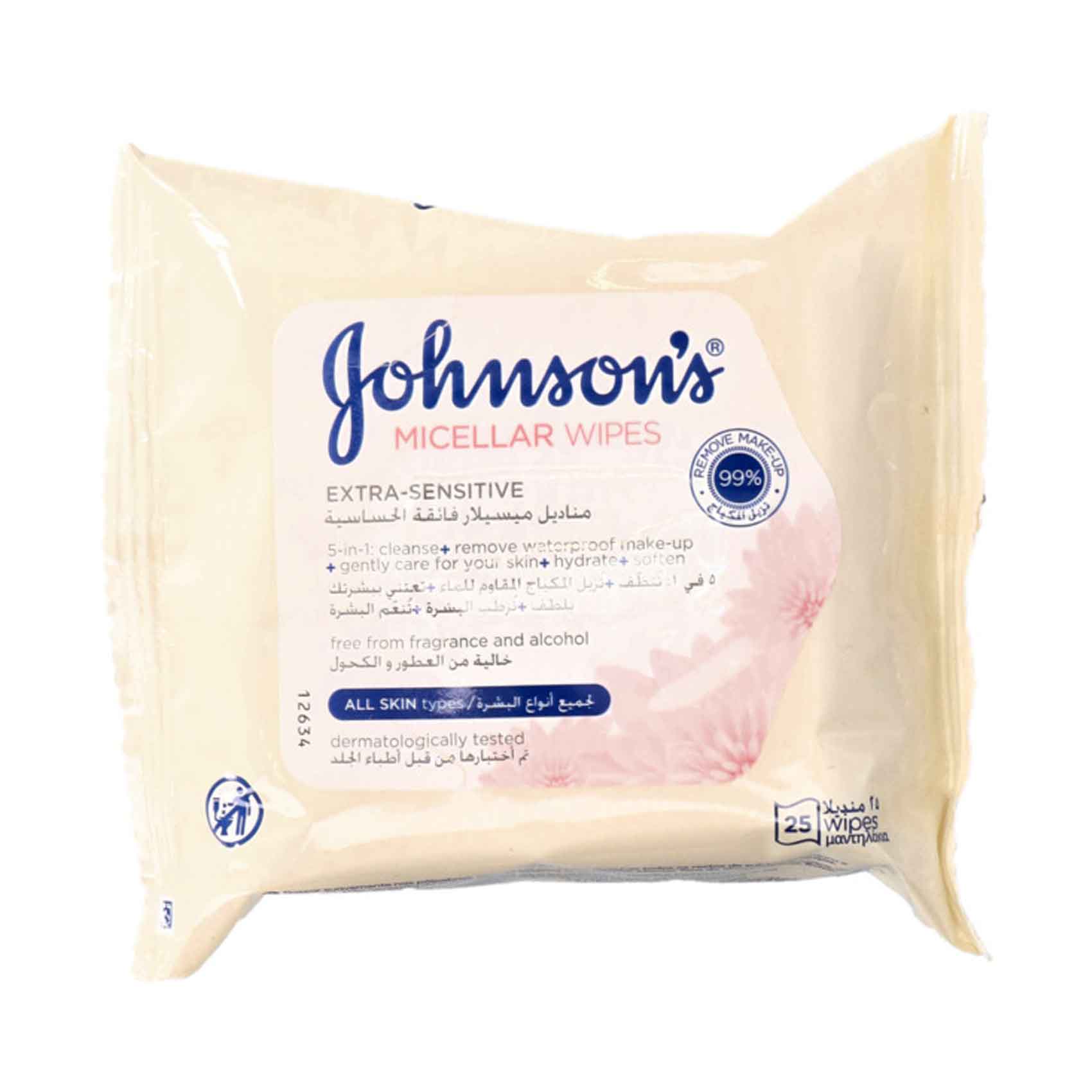 Jhonson & Jhonson Micellar Facial Wipes All Skin Types 25'S