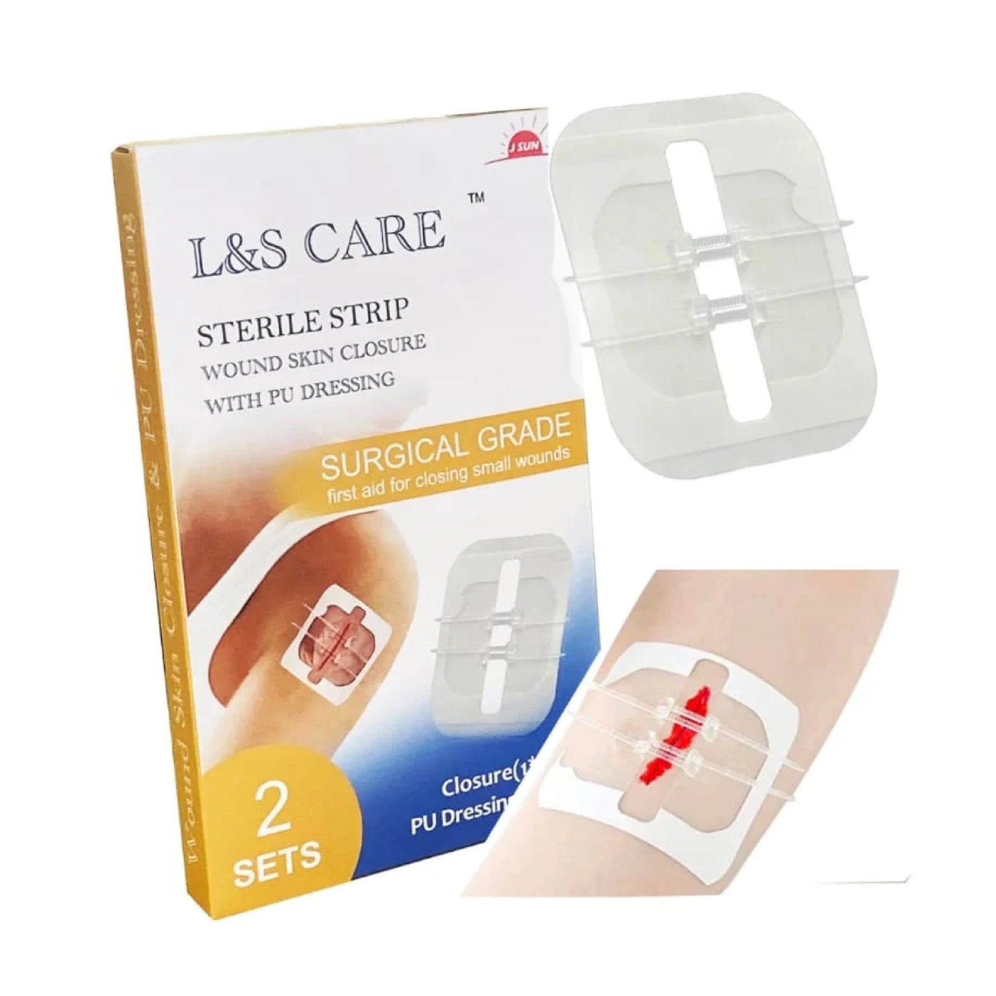 شريط إغلاق الجروح المعقم من L&amp;S CARE، قطعتان