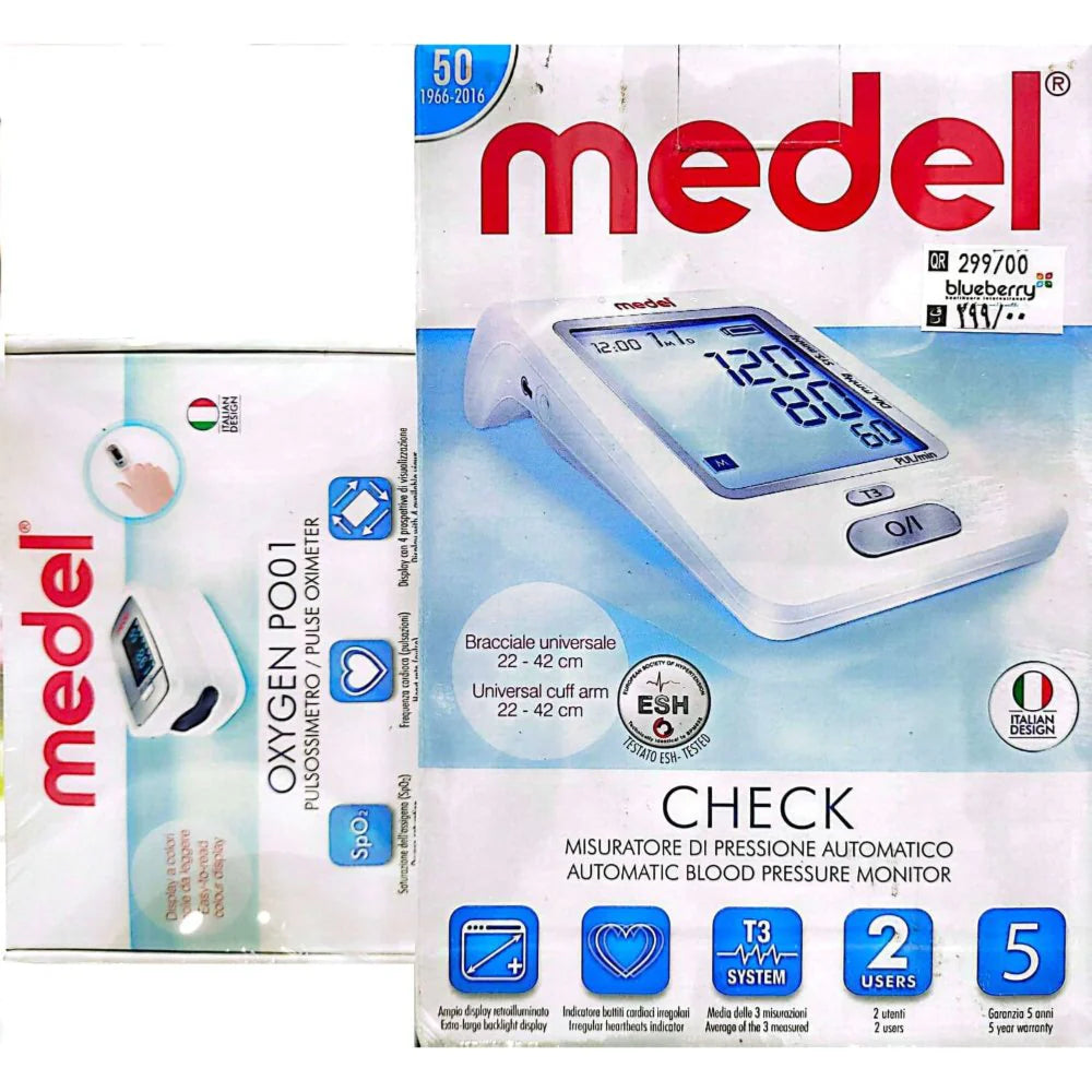 MEDEL CHECK AUTOMATIC B/P MONITOR(95124)+MEDEL OXYGEN PO01 PULSE OXIMETER (95131)