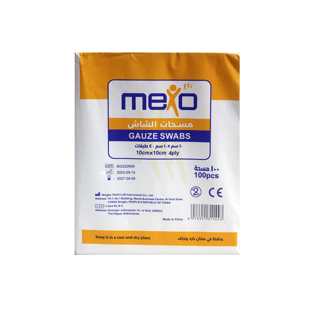 MEXO GAUZE SWABS 10X10 CM 4 PLY 100'S