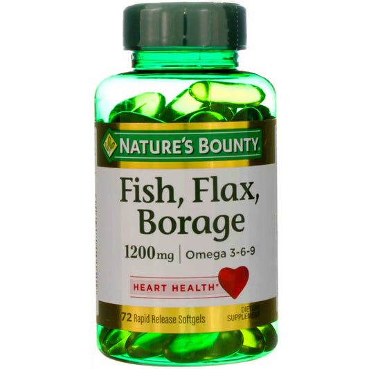 Natures Bounty Fish Flax Borage 1200mg Omega 3-6-9 72'S