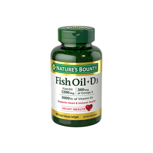 Natures Bounty Fish Oil 1200mg + D3 1000iu Capsules 90'S