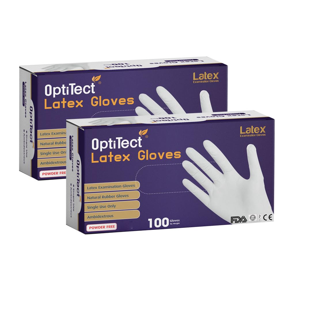 Optitect Disposable Latex Gloves Powder Free (Medium) 100'S