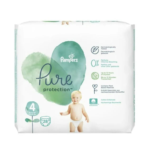 PAMPERS NO4 PURE PROTECTION 9-14KG 28'S