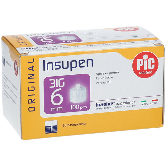 Pic Insupen -Insulin Pen Needles 6mm 31g 1x100'S