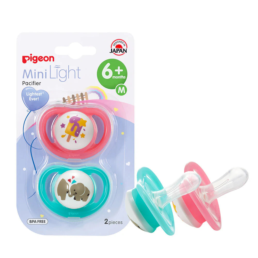 Pigeon Minilight Pacifier Single 6Months Plus Boy Aeroplane & Elephant