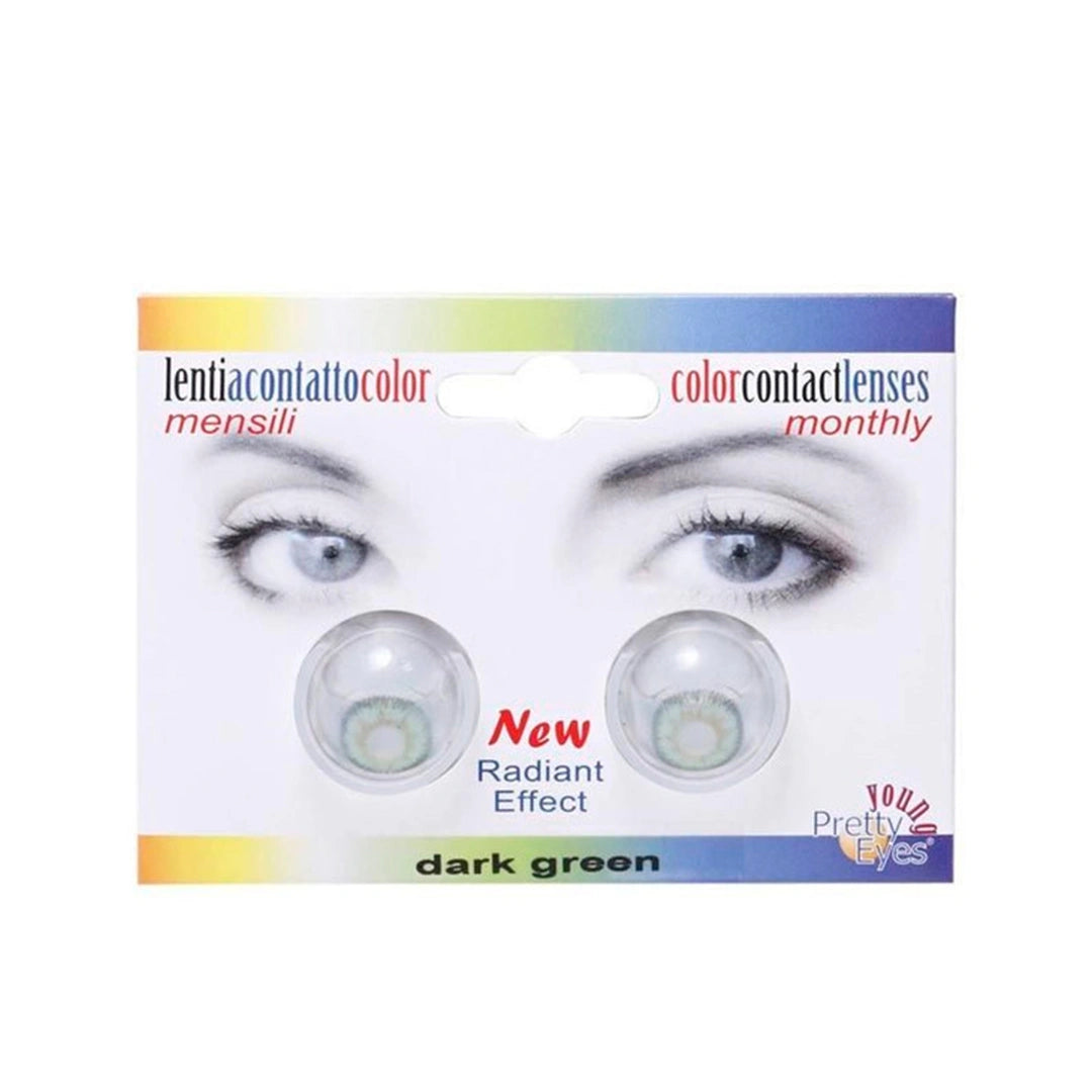 عدسات ملونة شهرية من PRETTY EYES باللون الأخضر، مقاس 2