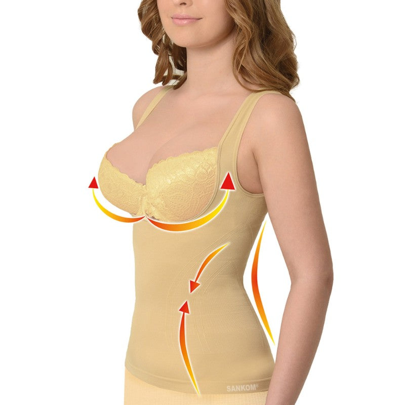 Sankom Functional Patent Open Front Peach Color L And Xl