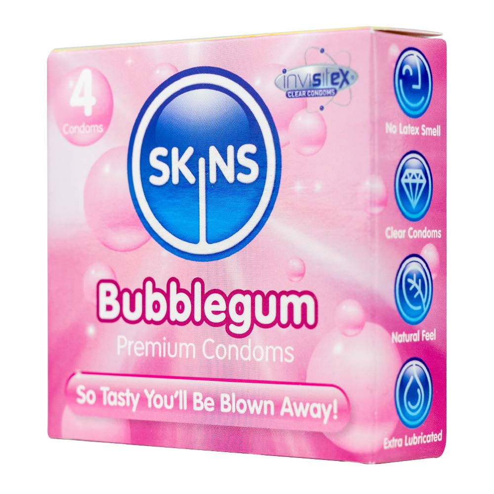 Skins Bubble Gum Flavoure Lubricated Condoms 4'S
