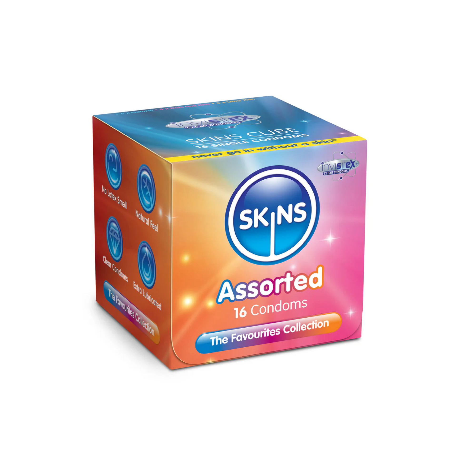 Skins Cube Assorted Lubricated Condoms 16'S