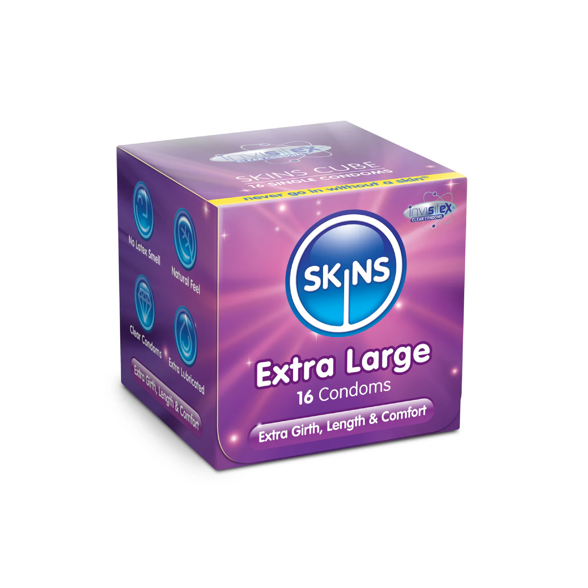 واقيات ذكرية كبيرة الحجم من SKINS CUBE، 16 قطعة
