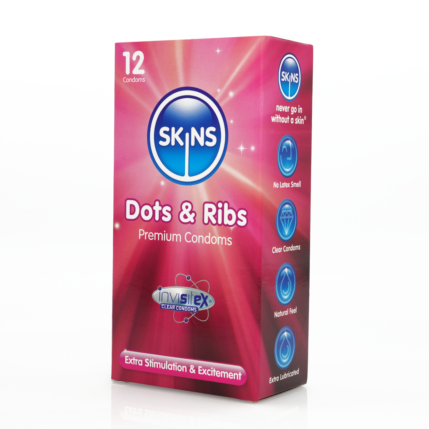 واقيات ذكرية فاخرة من SKINS DOTS &amp; RIBS، 12 قطعة
