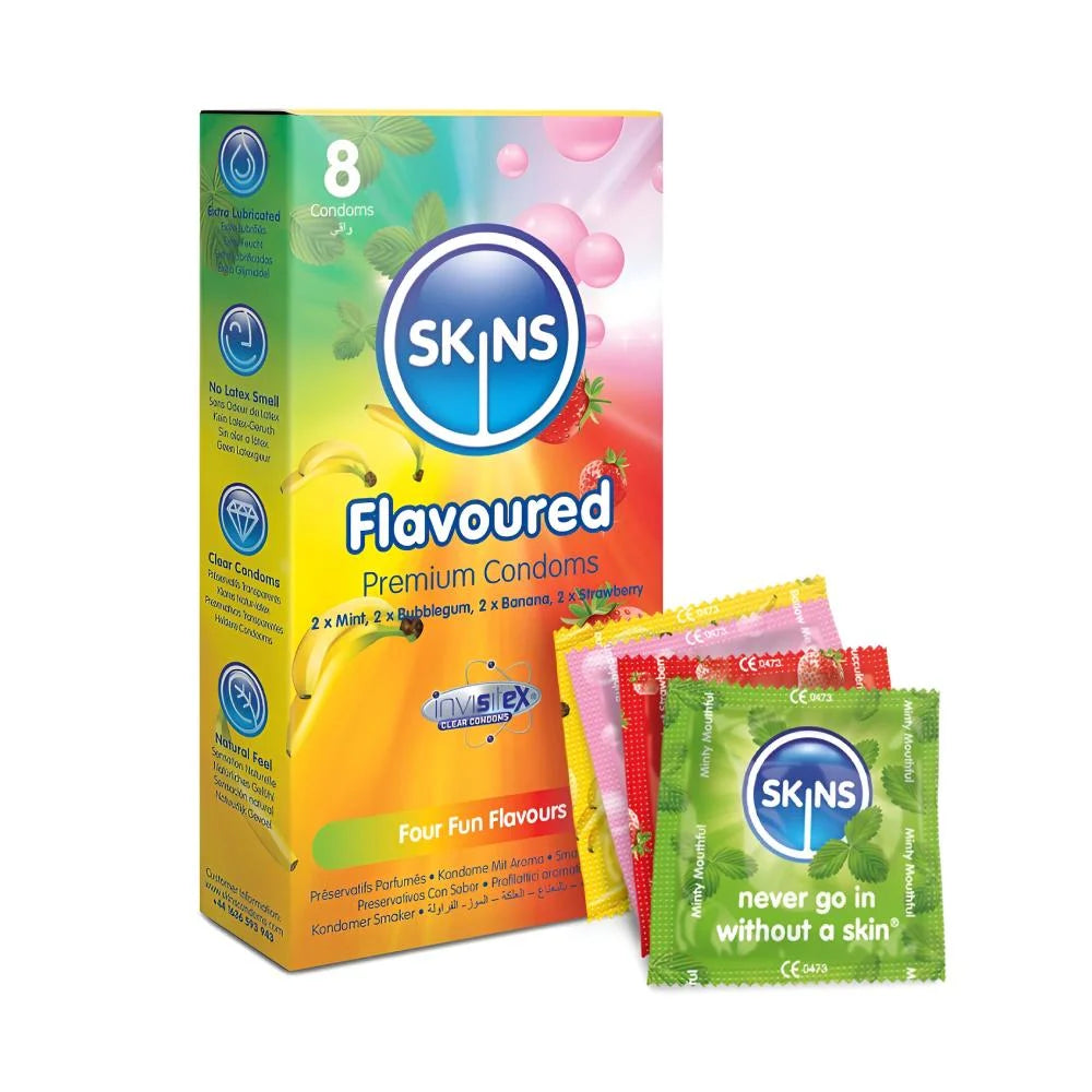 SKINS FLAVOURS LUBRICATED CONDOMS 8'S