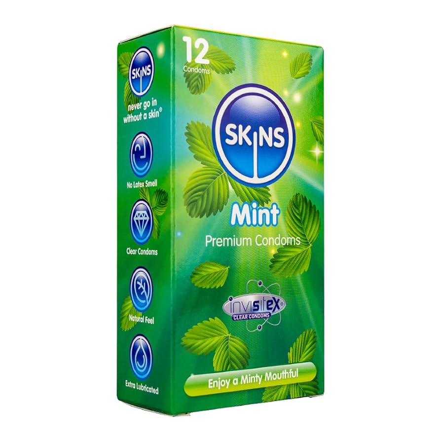 Skins Mint Flavoured Lubricated Condoms 12'S