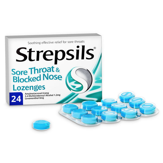 Strepsils Sore Throat & Blocked Nose Lozenges Menthol 24'S