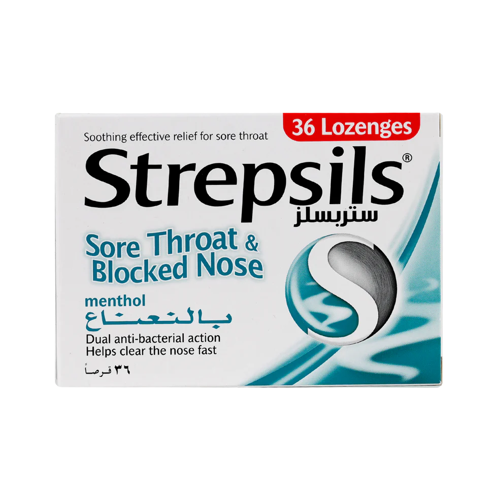 Strepsils Sore Throat & Blocked Nose Lozenges Menthol 36'S
